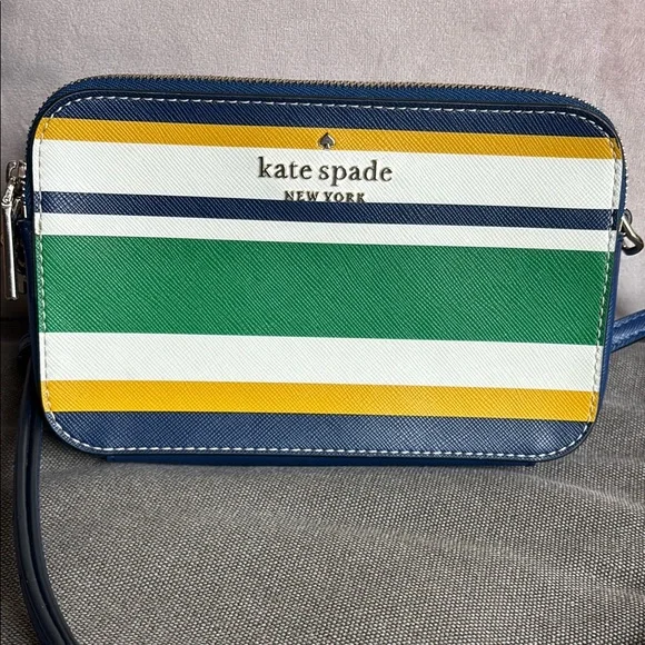 Kate Spade Staci Maritime Stripe Double Zip Small Crossbody Multi colored - Picture 1 of 11